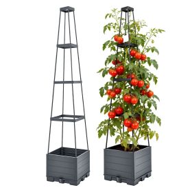 2Pack Raised Garden Bed Boxes with Trellis 56" Tomato Self-Watering Planter Box Indoor Outdoor with 4 Adjustable Heights 10 Clips 65FT Ties for C
