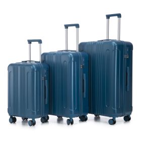 20"/24"/28" 3 pcs/set in ABS Spinner Wheel Luggage, Carry on Suitcase, Matching Color, TSA Combination Lock (Dark Blue)