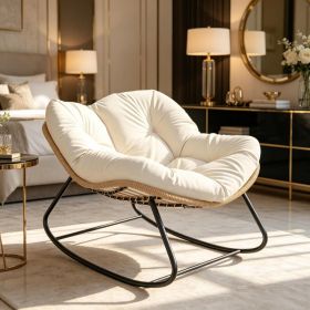 Rocking Egg Chair, Oversized Design with Cushion, Indoor Outdoor Furniture for Backyard, Patio, Garden