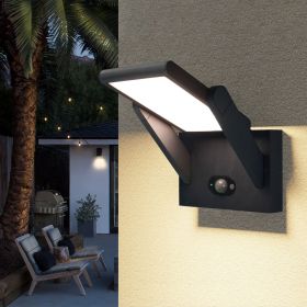 LED Solar Motion Lights Outdoor, Rotatable with 3 Lighting Modes, Aluminum Wall Mounted for Porch, Patio, Garden, Black