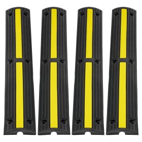 3.28 ft Cable Protector Ramp, 4 Pack of 1 Channel, 18000 lbs/axle Capacity Heavy Duty Rubber Speed Bumps, Floor Cord Cable Protector Wire Cover