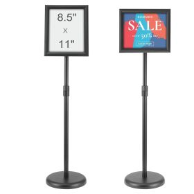 Pedestal Sign Holder, 8.5 x 11 Inch Vertical and Horizontal Adjustable Poster Stand, Heavy-Duty Floor Standing Sign Holder with Round Base for Di