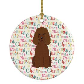 Merry Christmas Irish Water Spaniel Ceramic Ornament Christmas Tree Hanging Decorations for Home Christmas Holiday, Party, Gift, 3 in, Multicolor