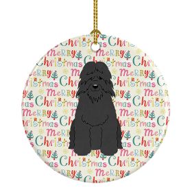 Merry Christmas Bouvier des Flandres Ceramic Ornament Christmas Tree Hanging Decorations for Home Christmas Holiday, Party, Gift, 3 in, Multicolo