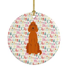 Merry Christmas Irish Setter Ceramic Ornament Christmas Tree Hanging Decorations for Home Christmas Holiday, Party, Gift, 3 in, Multicolor