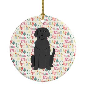 Merry Christmas Black Labrador Ceramic Ornament Christmas Tree Hanging Decorations for Home Christmas Holiday, Party, Gift, 3 in, Multicolor