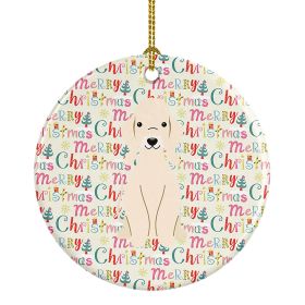 Merry Christmas Bedlington Terrier Sandy Ceramic Ornament Christmas Tree Hanging Decorations for Home Christmas Holiday, Party, Gift, 3 in, Multi