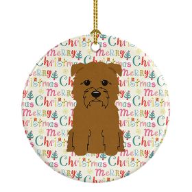 Merry Christmas Glen of Imal Tan Ceramic Ornament Christmas Tree Hanging Decorations for Home Christmas Holiday, Party, Gift, 3 in, Multicolor