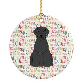 Merry Christmas Giant Schnauzer Ceramic Ornament Christmas Tree Hanging Decorations for Home Christmas Holiday, Party, Gift, 3 in, Multicolor