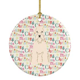 Merry Christmas Soft Coated Wheaten Terrier Ceramic Ornament Christmas Tree Hanging Decorations for Home Christmas Holiday, Party, Gift, 3 in