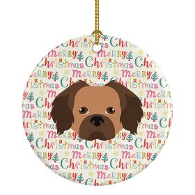 Tibetan Spaniel Merry Christmas Ceramic Ornament Christmas Tree Hanging Decorations for Home Christmas Holiday, Party, Gift, 3 in, Multicolor