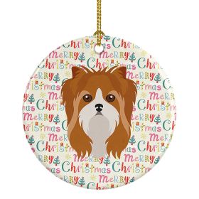 Yorkshire Terrier Merry Christmas Ceramic Ornament Christmas Tree Hanging Decorations for Home Christmas Holiday, Party, Gift, 3 in, Multicolor