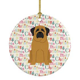 Merry Christmas Mastiff Ceramic Ornament Christmas Tree Hanging Decorations for Home Christmas Holiday, Party, Gift, 3 in, Multicolor