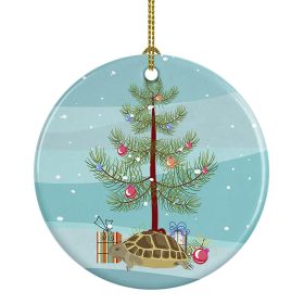 Turtle Merry Christmas Ceramic Ornament Christmas Tree Hanging Decorations for Home Christmas Holiday, Party, Gift, 3 in, Multicolor