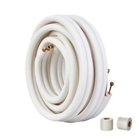 50FT Mini Split Line Set, 1/4" & 3/8" O.D Copper Pipes Tubing and Triple-Layer Insulation
