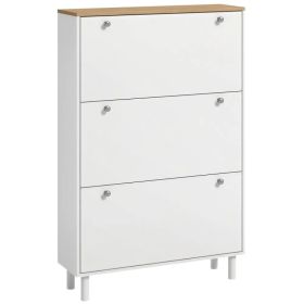 Shoe Storage with 3 Flip Drawers and Adjustable Shelves, Entryway Shoe Storage Cabinet for 24 Pairs of Shoes, White (Option: White)