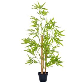 Artificial Bamboo Tree, 4ft Fake Tree with Realistic Leaf and Natural Trunk, Decorative Plant in Nursery (Option: Green)