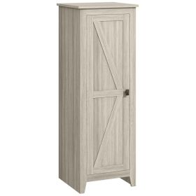 48" Kitchen Pantry Storage Cabinet w/ Barn Door, Kitchen Pantry Cabinet w/ Adjustable Shelves, Grey Wood Grain (Option: Grey)