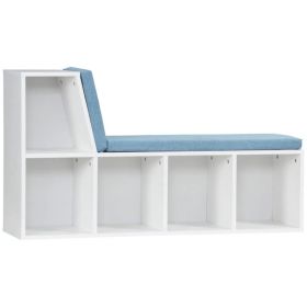 Multi-Purpose Bookshelf with 5 Cubes, 5-Cubby Bookcase with Cushioned Reading Nook and Storage Shelves, Blue (Option: Blue)