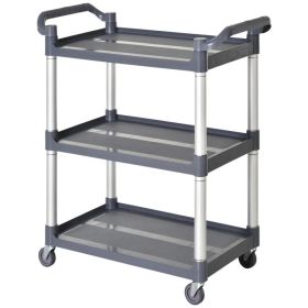 3-Tier Utility Cart Large Rolling Storage Trolley with 3 Shelves Metal Clean Service Cart, Restaurant, Hotel, Livingroom, Silver and Grey (Option: Silver, Gray)