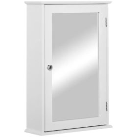 Bathroom Mirror Cabinet, Wall Mounted Medicine Cabinet with Door and Shelves, White (Option: White)