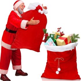 2 Pcs Large Christmas Santa Gifts Bags Sack, 20 X 28 Inch, Red (Option: red)