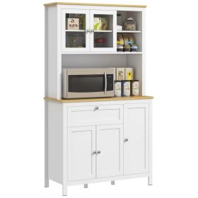 5-Door Kitchen Pantry Cabinet, Freestanding Storage Cabinet Cupboard with Adjustable Shelves, 71" (Option: White)
