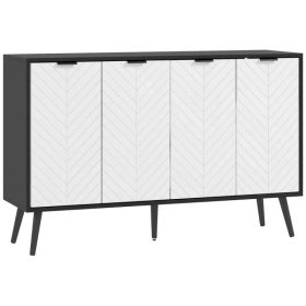 Modern Sideboard and Buffet, Dining Room Cabinet with Adjustable Shelves and 4 Doors, Black (Option: Black)