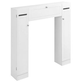 Over the Toilet Storage Cabinet, Freestanding Bathroom Organizers Cabinet with Flip Up Door and Adjustable Shelves for Laundry Room, White (Option: White)