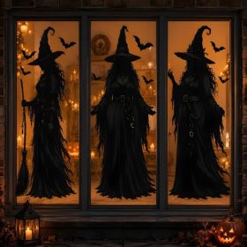 Halloween Decorations  Witch Window Clings For Halloween Party Decor  11.4 X 27.6 Halloween Window Decorations For Indoor Outdoor (Option: Black)