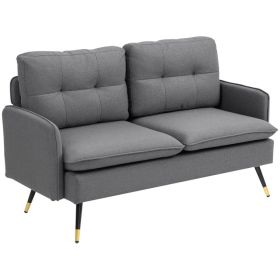Modern 55" Loveseat, Fabric Love Seat Sofa with Button Tufted Back, Steel Legs for Bedroom, Living Room, Dark Grey (Option: Dark Grey)