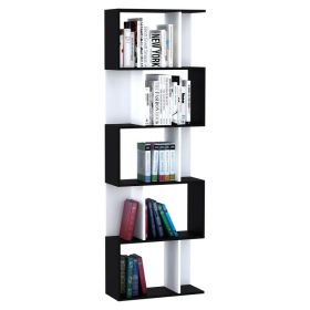 Modern Bookcase 5-Tier Display Shelf Storage Shelf Room Divider Living Room Home Office Furniture, Black (Option: Black)