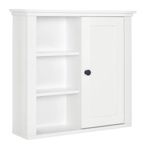 Bathroom Wall Cabinet, Wall Mounted Medicine Cabinet with 3 Open Shelves and Storage Cupboard for Laundry Room, White (Option: White)