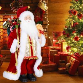 Santa Claus Decorations, Christmas Standing Figurine Ornaments With Gifts Bag And Small Bear For New Year Christmas Decoration (Option: red)