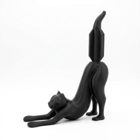 3D Printed Stretching Cat Toilet Paper Holder, Cute Animal Paper Roll Stand For Bathroom Kitchen Desk Home Decor (Option: 1 Piece-Black-Cat)