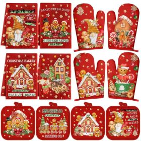 12 Pack Christmas Kitchen Accessories Set, Gingerbread Style Holiday Decor, Festive Cooking & Countertop Decorations For Home (Option: Multi)