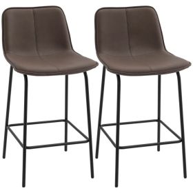 Bar Stools Set of 2, Upholstered Counter Height Bar Chairs, 26" (66 cm) Kitchen Stools with Steel Legs for Dining Area, Kitchen Aisle, Coffee (Option: Coffee)
