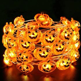 Halloween Pumpkin String Lights Decorations Battery Operated String (Option: yellow)