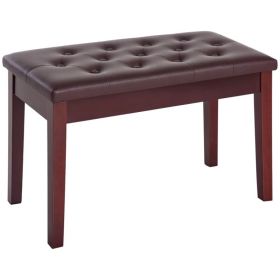Faux Leather Padded Double / Duet Piano Bench w/ Music Storage - Brown (Option: Brown)