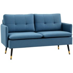 55" Loveseat Sofa for Bedroom, Modern Love Seats Furniture with Button Tufting, Upholstered Small Couch for Living Room, Small Space, Dark Blue (Option: Blue)