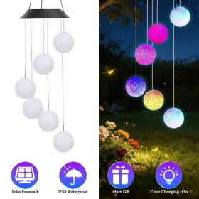 Solar Ball Wind Chime 7 Color Changing Wind Chime for Outside IPX4 Waterproof Outdoor Garden Yard Decor (Option: White)