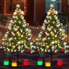 Mini Christmas Tree Solar Lights, Outdoor Decorations, 2 Pack (Option: 2 Pack Snowy Tree)