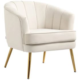 Fabric Armchair, Modern Accent Chair with Gold Metal Legs for Living Room, Bedroom, Home Office, Cream White (Option: Cream White)