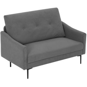 2 Seater Sofa, Small Modern Couch with High-Resilience Foam, Thicken Padding, Button Tufted, Grey (Option: Grey)