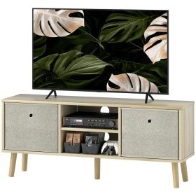 Modern TV Stand Cabinet with Foldable Drawers and Shelves for Living Room, Bedroom, Natural (Option: Natural)