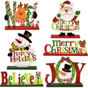 6 Pack Christmas Table Signs, Wooden Holiday Centerpiece Decorations For Dining Table, Mantel, Shelf, Kitchen & Home Decor (Option: Multi)