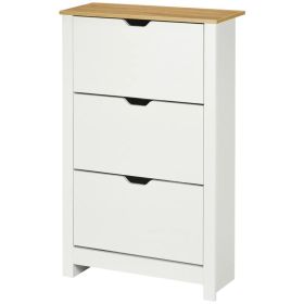 Shoe Storage Cabinet with 3 Flip Drawers and Adjustable Shelves for 9-18 Pairs of Shoes, White (Option: White)