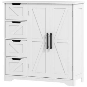 Bathroom Floor Cabinet, Farmhouse Bathroom Storage Cabinet with Adjustable Shelf, White (Option: White)