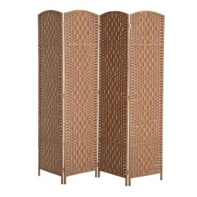 6ft Folding Room Divider, 4 Panel Wall Partition with Wooden Frame for Bedroom, Home Office, Natural (Option: Natural)