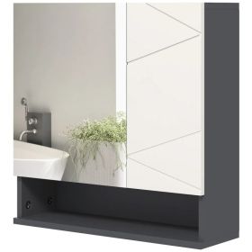 Medicine Cabinet, Wall Mounted Bathroom Mirror Cabinet with Mirrored Door, Adjustable Shelf and Soft Close Mechanism, Light Grey (Option: Light Grey)